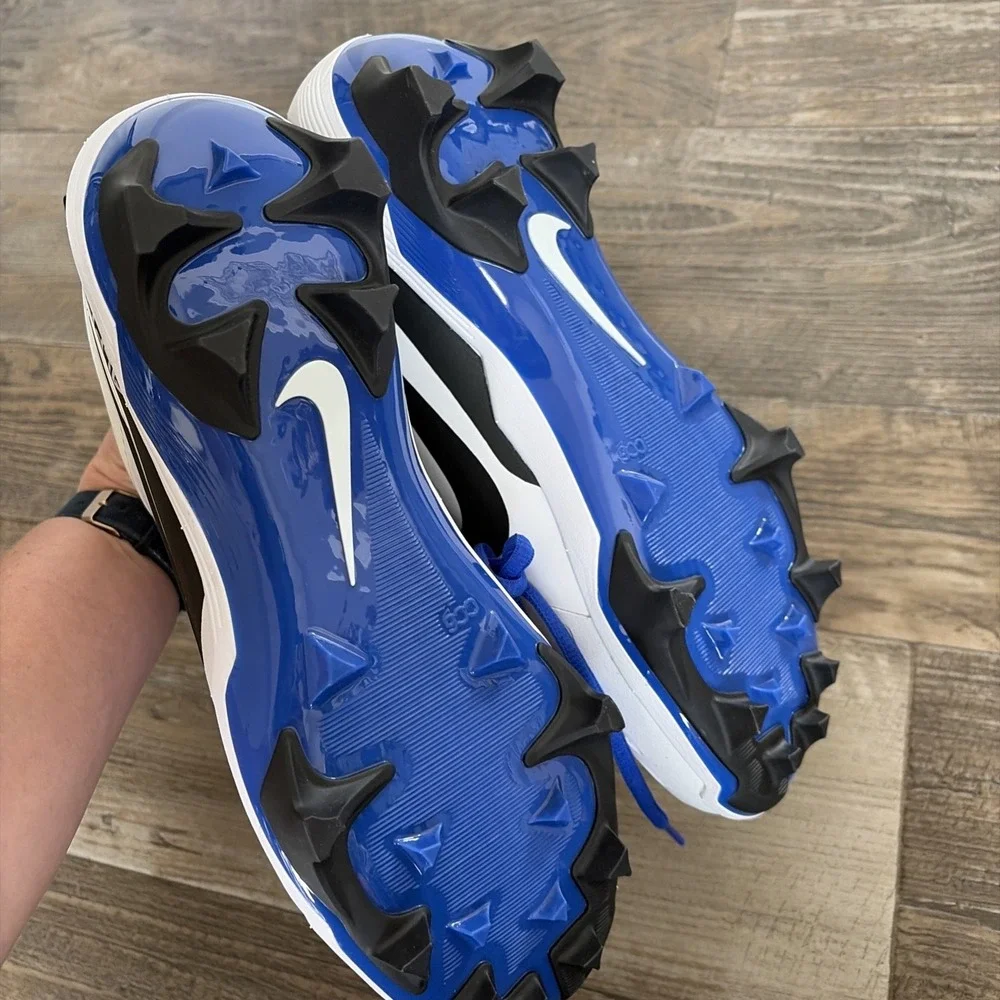 Nike Alpha Menace Strong‎ White Blue Football Cleats II5139-101 Men's Size 9.5